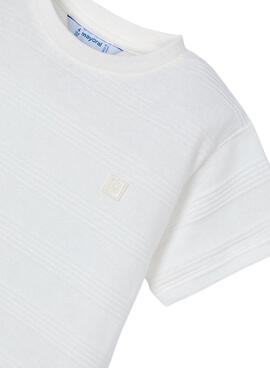 T-shirt Mayoral en punto de estructura blanco para niño