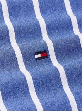 Chemise Tommy Hilfiger Flex Poplin bleue et blanche pour homme.