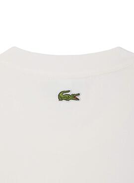 T-shirt Lacoste logo blanc et bleu pour homme.