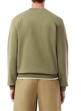 Sweatshirt Lacoste verte avec logo pour homme