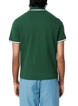 Polo Lacoste Col Bord vert pour homme