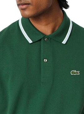 Polo Lacoste Col Bord vert pour homme