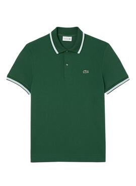 Polo Lacoste Col Bord vert pour homme