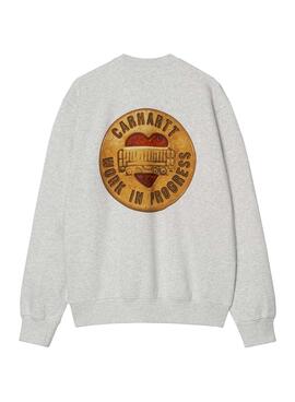 Sweatshirt Carhartt Button gris pour homme