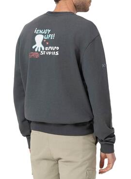 Sweatshirt Le Poulpe Enjoy gris pour homme