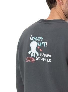 Sweatshirt Le Poulpe Enjoy gris pour homme