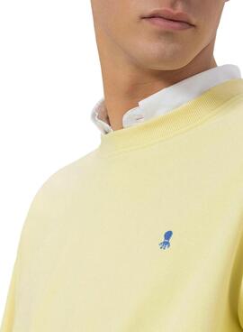Sweat à capuche Le Poulpe basique jaune pour homme