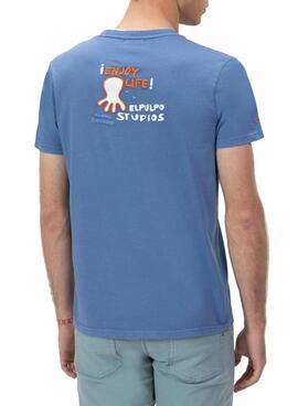 T-shirt El Pulpo Enjoy bleu pour homme