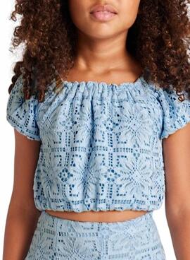 Haut Mayoral en dentelle bleue de la marque  pour fille.