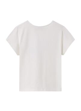 T-shirt Mayoral brodé fleur blanc pour fille