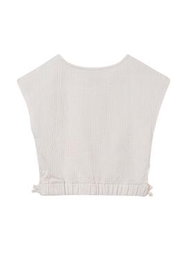 T-shirt Mayoral beige fille avec ouvertures latérales