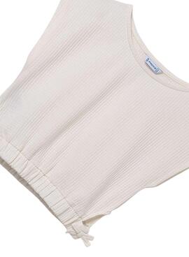T-shirt Mayoral beige fille avec ouvertures latérales