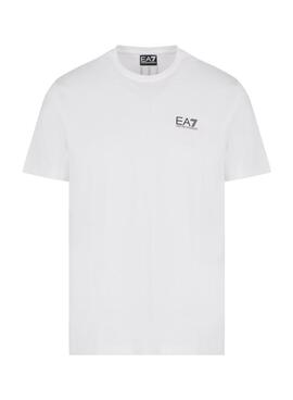 T-shirt Emporio Armani EA7 logo vertical blanc pour homme
