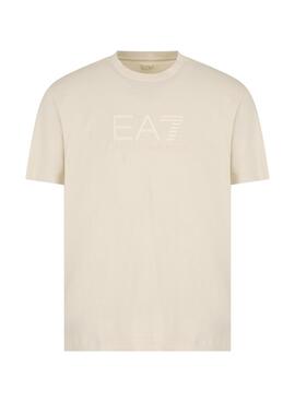 T-shirt Emporio Armani EA7 logo beige pour homme.