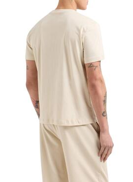 T-shirt Emporio Armani EA7 logo beige pour homme.