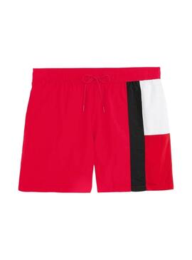 Maillot de bain Tommy Hilfiger tricolore rouge pour homme.