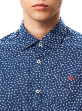 Chemise Napapijri Gassim Print Bleu Pour hommes