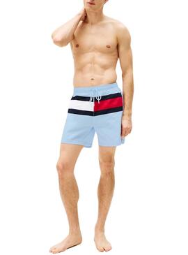Maillot de bain Tommy Hilfiger Drawsting bleu clair pour homme