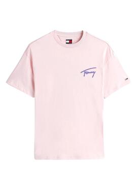 T-shirt Tommy Jeans rose délavé pour homme
