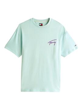 T-shirt Tommy Jeans turquois délavé pour homme