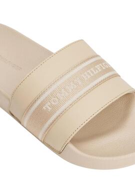 Mules Tommy Hilfiger Poolside beige pour femme