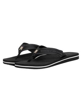 Tongs Tommy Hilfiger Webbing noir pour femmes