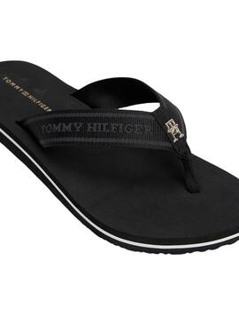 Tongs Tommy Hilfiger Webbing noir pour femmes