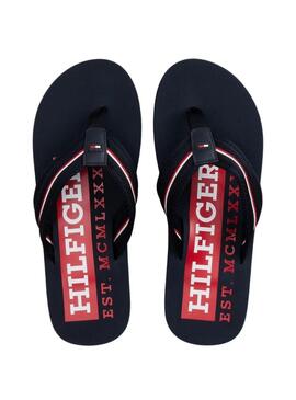 Tongs Tommy Hilfiger Corporate bleu marine pour homme