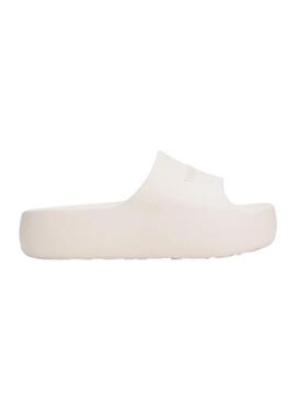 Sandales Tommy Jeans Chunky Pool blanches pour femmes.