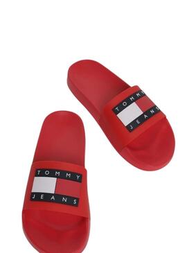 Mules Tommy Jeans Pool Slide rouge pour femme