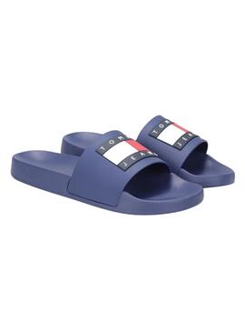 Mules Tommy Jeans Pool Slide bleu pour femme