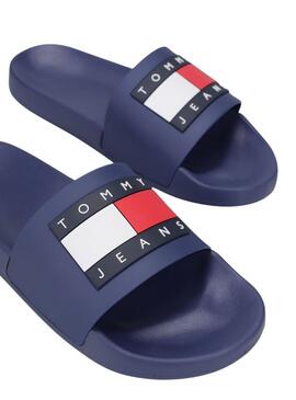 Mules Tommy Jeans Pool Slide bleu pour femme