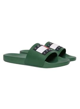 Mules Tommy Jeans Pool Slide vertes pour homme