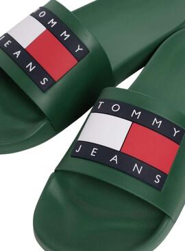 Mules Tommy Jeans Pool Slide vertes pour homme