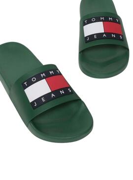 Mules Tommy Jeans Pool Slide vertes pour homme