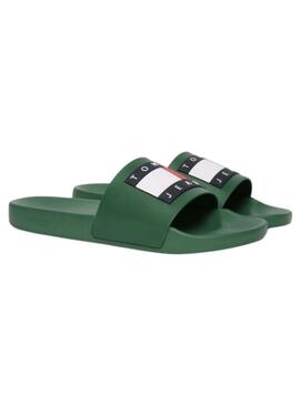 Mules Tommy Jeans Pool Slide vertes pour homme