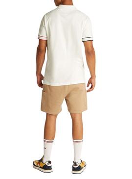 Polo Tommy Jeans Slim Flag blanc pour homme