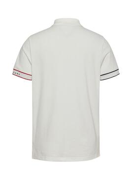 Polo Tommy Jeans Slim Flag blanc pour homme