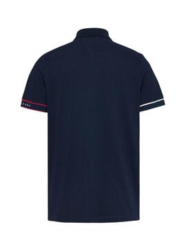 Polo Tommy Jeans Slim Flag bleu marine pour homme