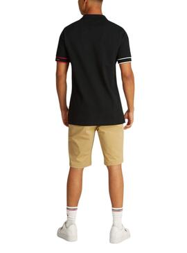 Polo Tommy Jeans Slim Flag negro pour homme