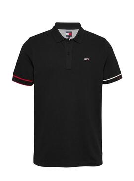 Polo Tommy Jeans Slim Flag negro pour homme
