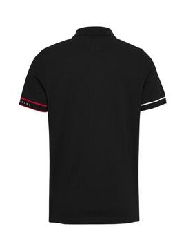 Polo Tommy Jeans Slim Flag negro pour homme
