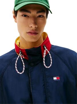  Jacket Tommy Jeans Color Block bleue marine pour homme.