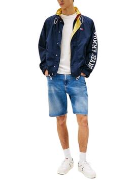 Jacket Tommy Jeans Color Block bleue marine pour homme.