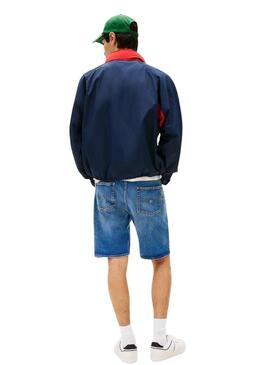  Jacket Tommy Jeans Color Block bleue marine pour homme.