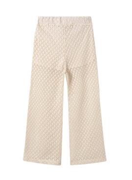 Pantalon Mayoral  long en maille ajourée beige pour fille de la marque  .