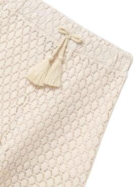 Pantalon Mayoral  long en maille ajourée beige pour fille de la marque  .
