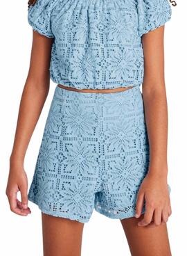 Short en dentelle bleu Mayoral pour fille.