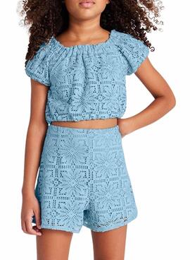 Short en dentelle bleu Mayoral pour fille.