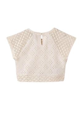 Haut Mayoral  beige en coton ajouré pour fille.